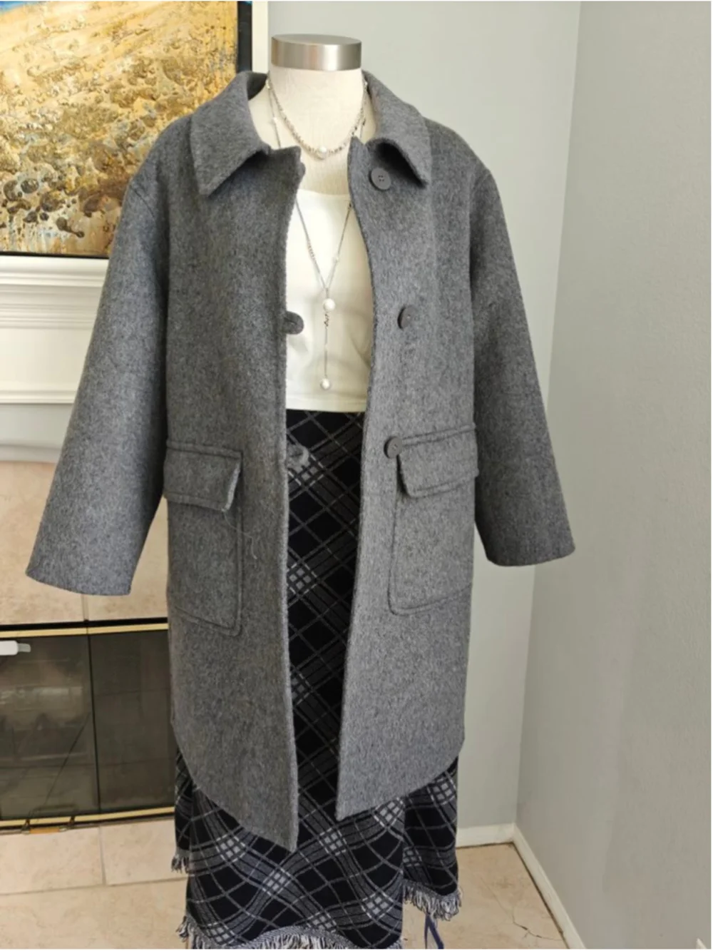 Handmade Wool Blend Oversized Coat